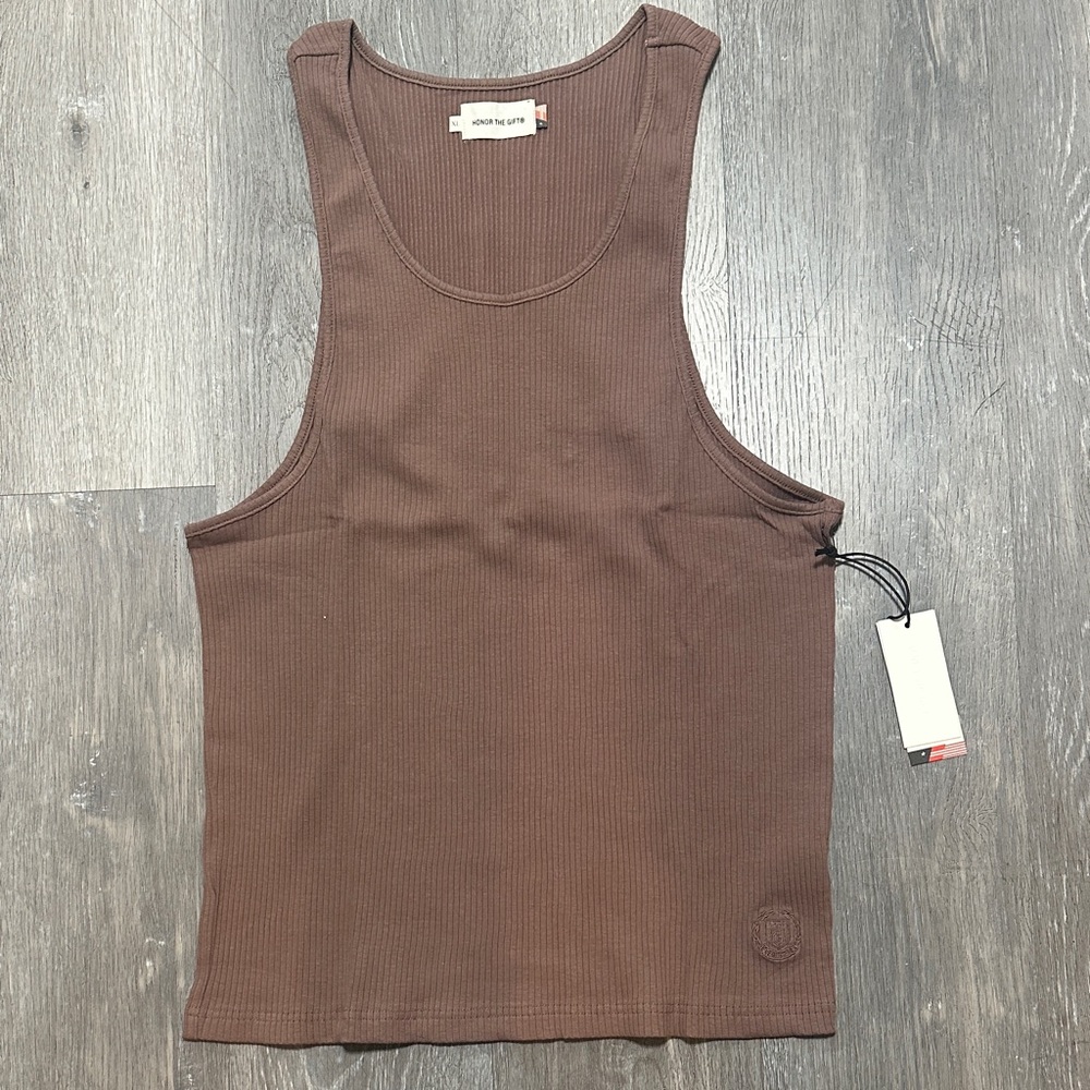 HONOR THE GIFT LA RIBBED TANK TOP IN HICKORY Men’s XL